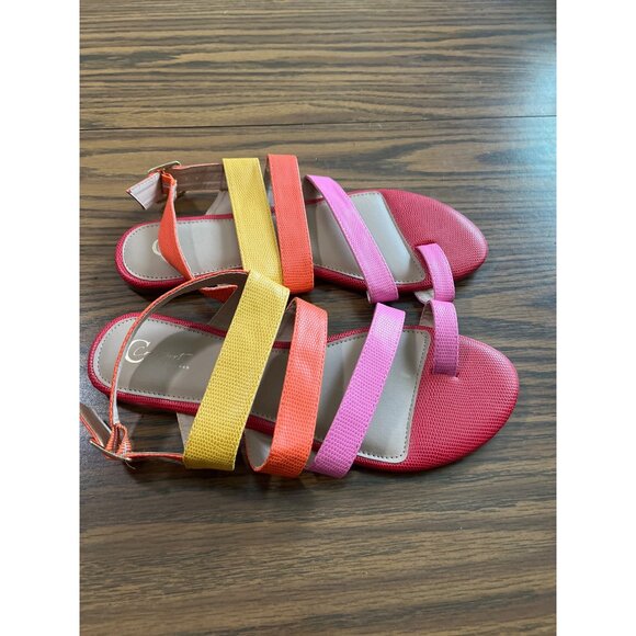 Comfort Est. 1946 red orange pink yellow toe sandals size 10 - Picture 2 of 5